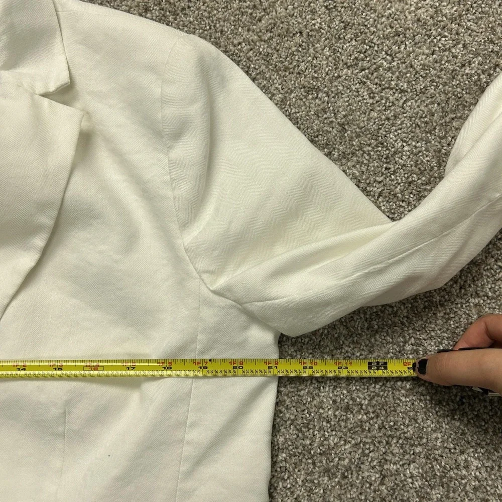 Ann Taylor Pant Suit Blazer Jacket Womens 14 White One Button Lined Office